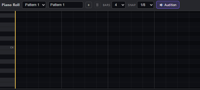 Piano roll pattern editor